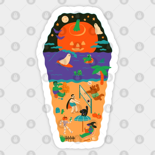 Spooky Beach Party Sticker by obinsun